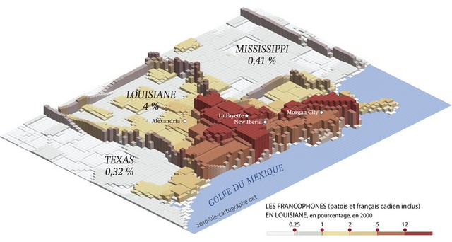 IsoCarte : La population francophone dans l'état de la Louisiane
