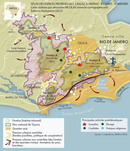 Carte : Le parc Tijuca face aux favelas à Rio de Janeiro