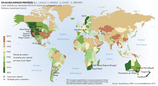 Carte : La création des premiers parcs nationaux