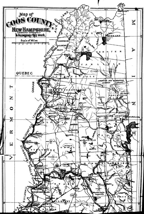 Carte ancienne de Coös, New Hampshire