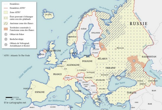 Carte : Le traité sur les forces conventionnelles en Europe "adapté" (FCE)