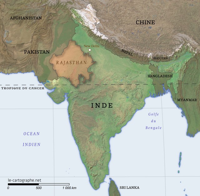 Carte - La province du Rajasthan 