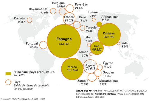  Carte : Les saisies mondiales de résine de cannabis