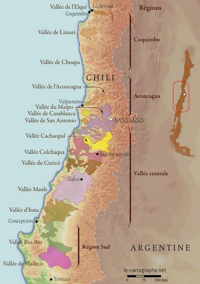 Carte - le vignoble chilien