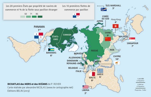 Carte : Les flottes nationales par propriétaires et par pavillons d'immatriculation