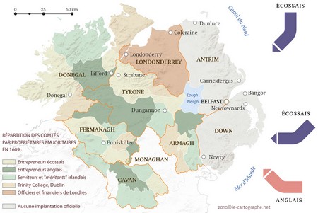 Carte : La Plantation d'Ulster en 1609