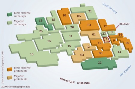 Carte : L'appartenance religieuse en Irlande du Nord