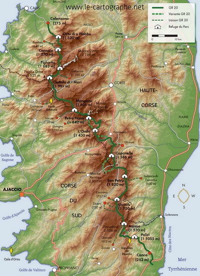 Carte : La Corse et son GR 20