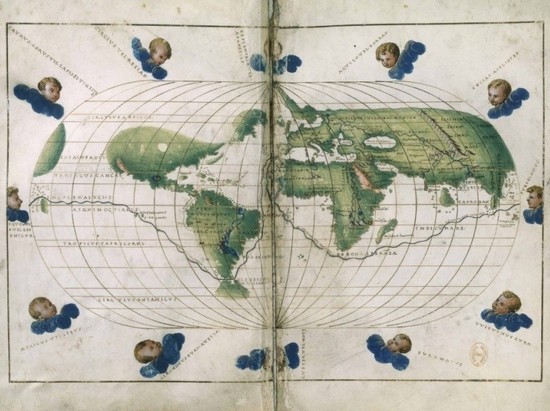 Carte : Battista Agnese, planisphère représentant le trajet de la première circum- navigation entreprise sous la conduite de Magellan, (1543 ?)
