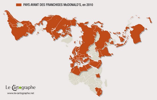 Carte : Les pays ayant des franchises McDonald's dans le monde