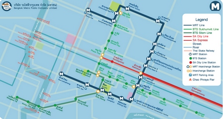 Carte : Plan du métro de Bangkok (Thaïlande)