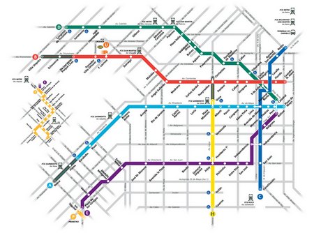 Carte : Plan du métro de Buenos Aires (Argentine)