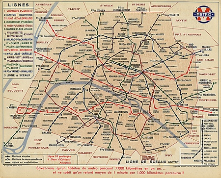 Carte : Plan du métro parisien en 1939