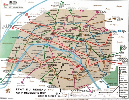   Carte : Plan du métro parisien en 1967