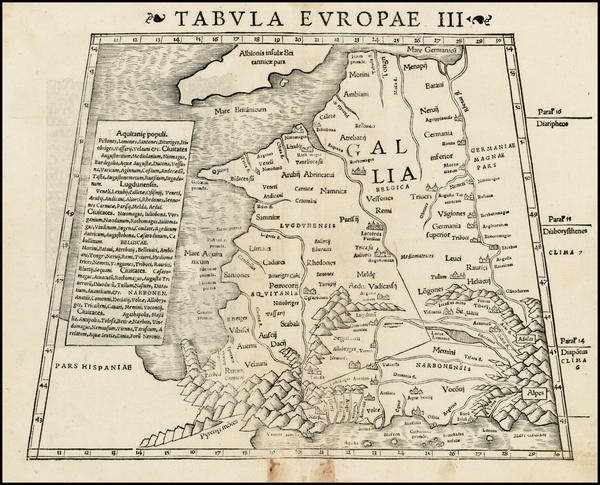 Carte : Tabula Europae III de S. Münster (1542)