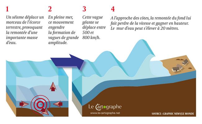 Illustration : la formation d'un tsunami