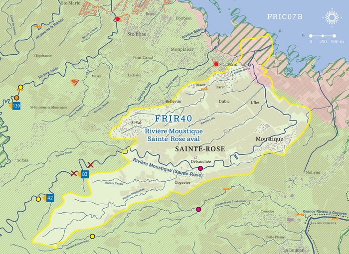 Carte : La Rivière Moustique Sainte-Rose aval
