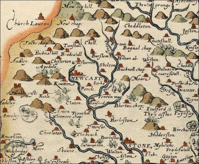 Fragment de la carte de Saxton - 1577