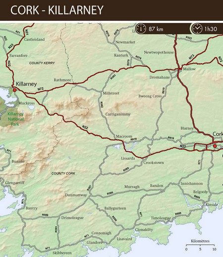 Carte - Irlande Cork - Killarney