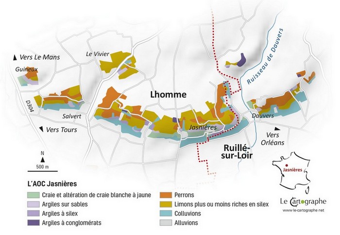 Carte géologique de l'AOC Jasnières
