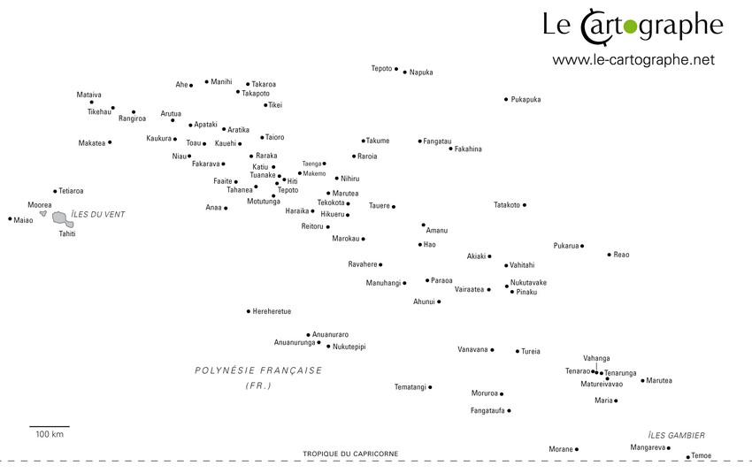 Carte des îles Tuamotu