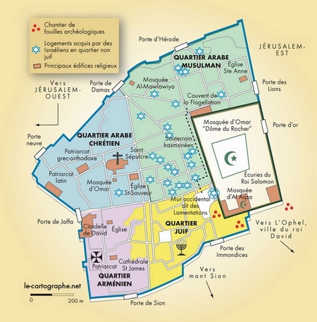 Carte : Jérusalem, la vieille ville Carte : Jérusalem, la vieille ville