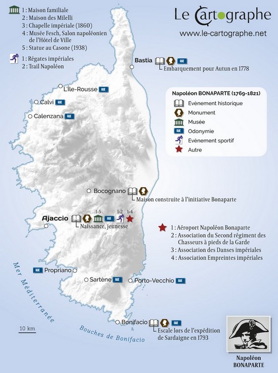 Carte : La mémoire napoléonienne avant tout ajaccienne