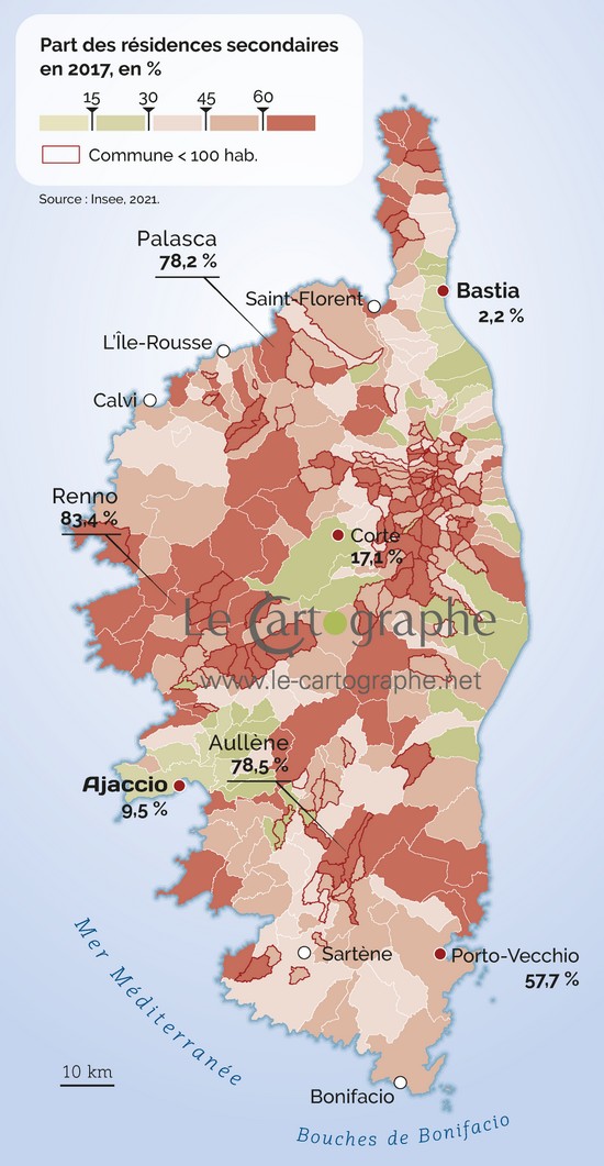 Carte : Part des résidences secondaires dans le parc immobilier