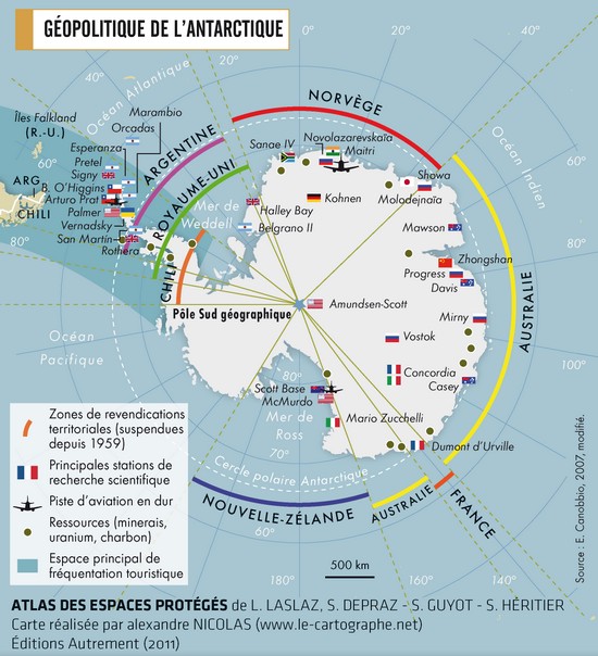 Carte : Géopolitique de l'Antartique