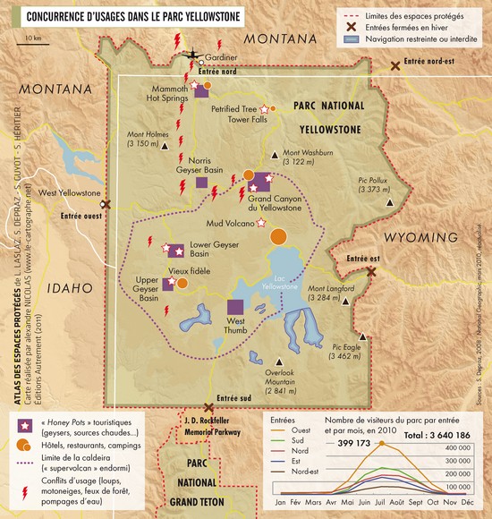 Carte : Concurrences d'usage dans le parc Yellowstone