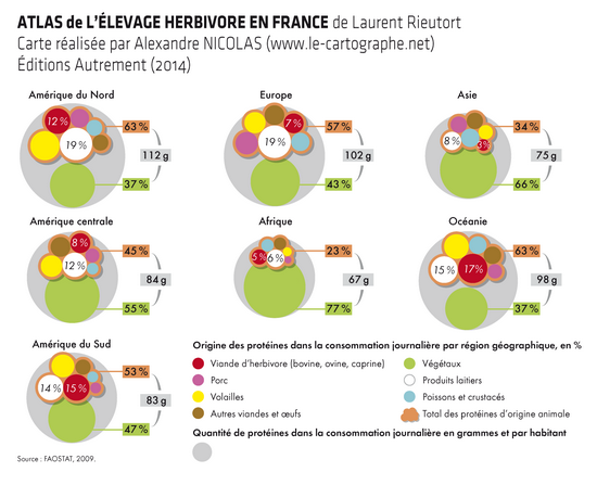 Infographie : Origine des protéines consommées par jour dans le monde