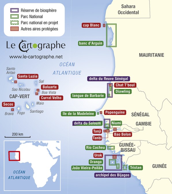 Carte : Les aires marines protégées en Afrique de l'Ouest