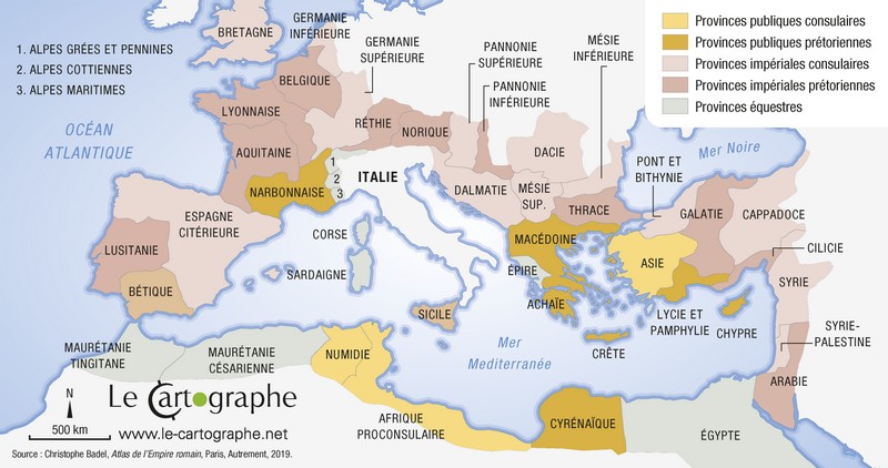 Carte : Les provinces romaines à la fin du IIe siècle