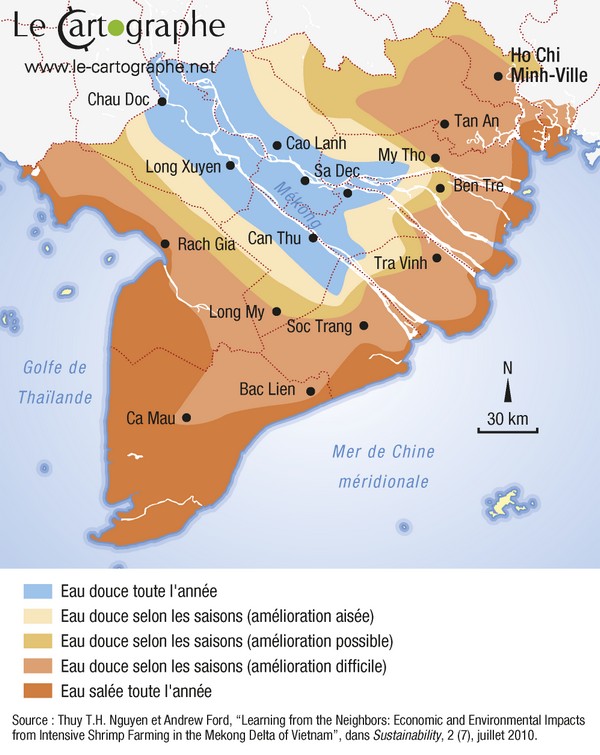 La salinisation du delta du Mékong