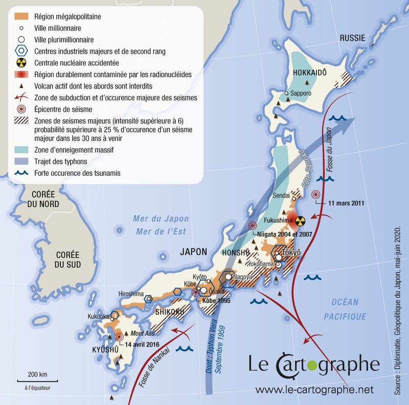 Carte : Risques et métropoles au Japon