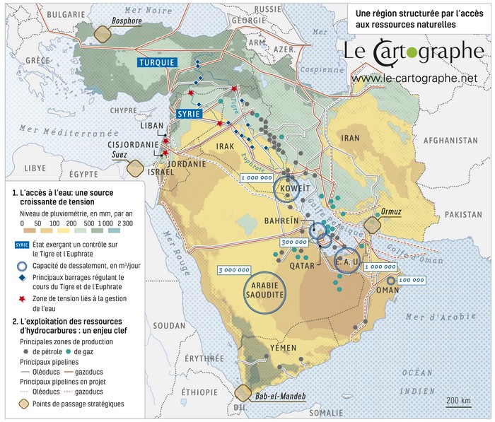  Carte : Le Moyen-Orient, une région structurée par l'accès aux ressources naturelles