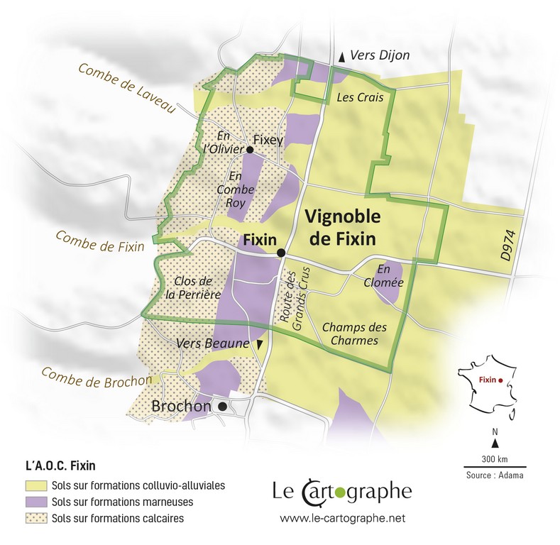 Carte géologique de l'AOC Fixin