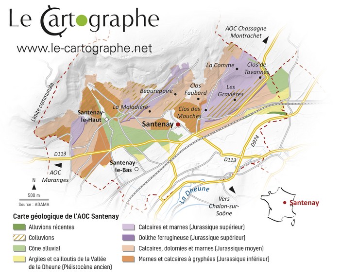 Carte géologique de l’AOC Santenay