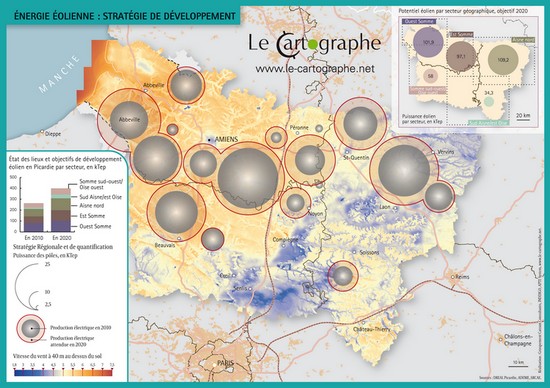 Carte : Picardie, énergie éolienne : stratégie de développement