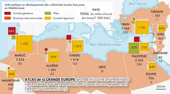 Carte : La coopération décentralisée avec le sud méditéranéen