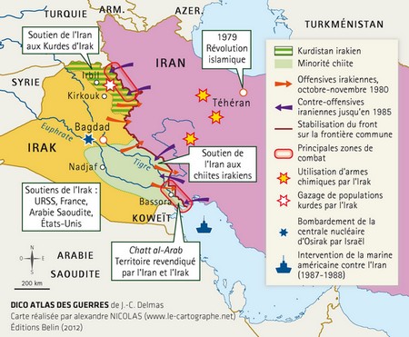 Carte : La guerre Iran-Irak