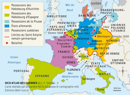 Carte : La guerre de Trente Ans