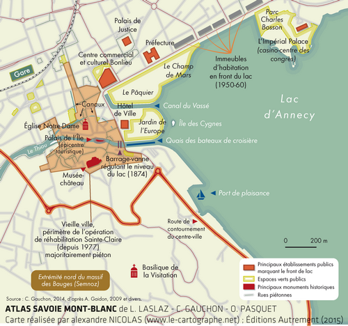 Carte : le Centre-ville d'Annecy, pôle touristique