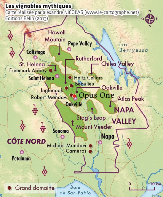 Carte : Les grands domaines de la Napa Valley (États-Unis)