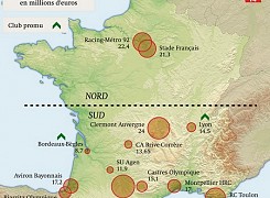 Cartographie des budgets des clubs de rugby du top 14, 2011-2012